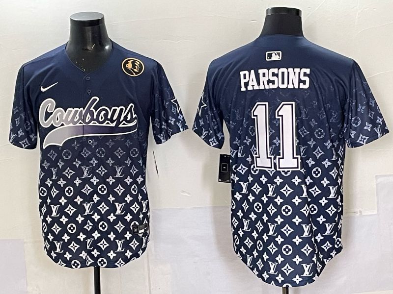 Men 2025 Dallas Cowboys #11 Parsons Drak blue Nike Limited NFL Jersey style 035